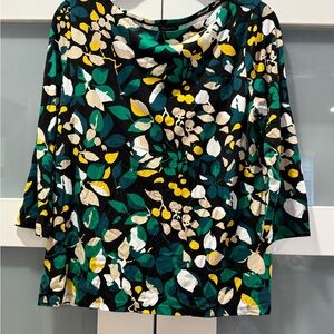 Ann Taylor Factory Floral Print Women's 3/4 sleeve Top size Large